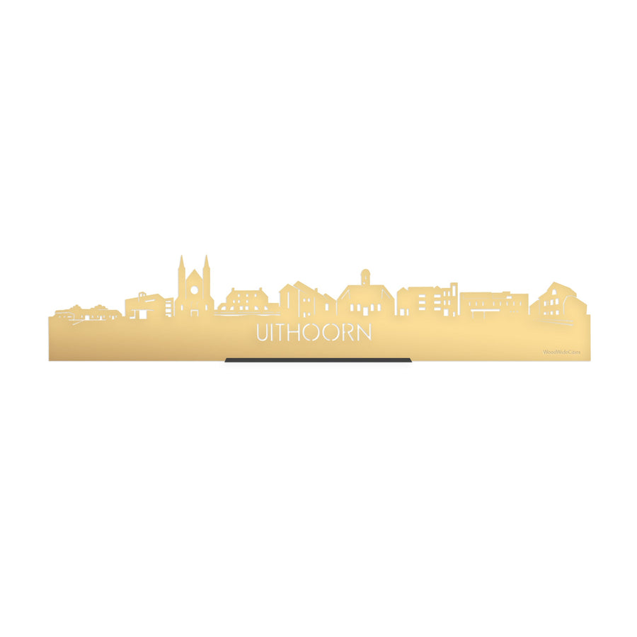 Standing Skyline Uithoorn Metallic Goud gerecycled kunststof cadeau decoratie relatiegeschenk van WoodWideCities