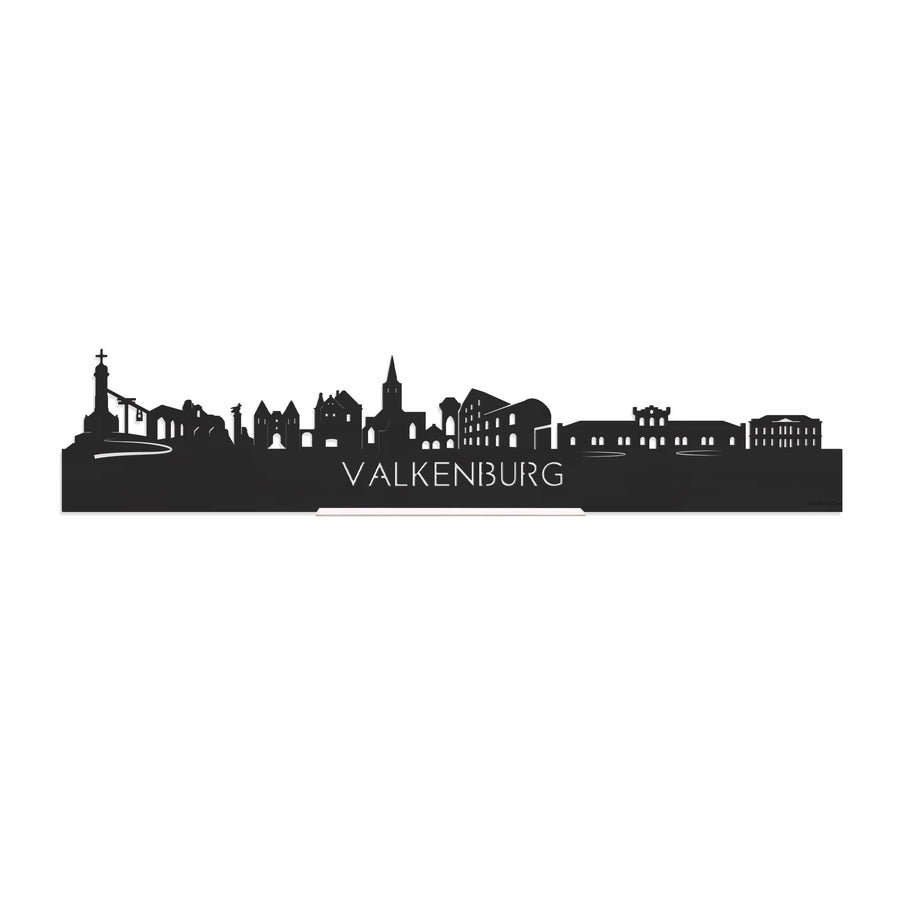 Standing Skyline Valkenburg Zwart houten cadeau decoratie relatiegeschenk van WoodWideCities