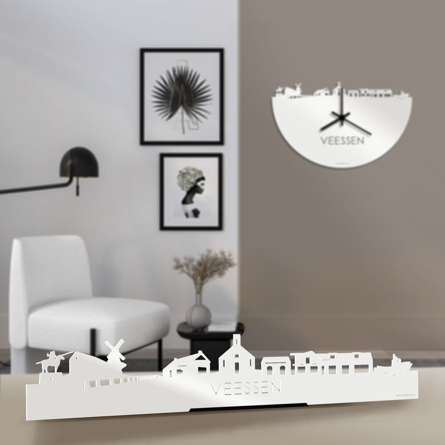 Standing Skyline Veessen Wit glanzend gerecycled kunststof cadeau decoratie relatiegeschenk van WoodWideCities
