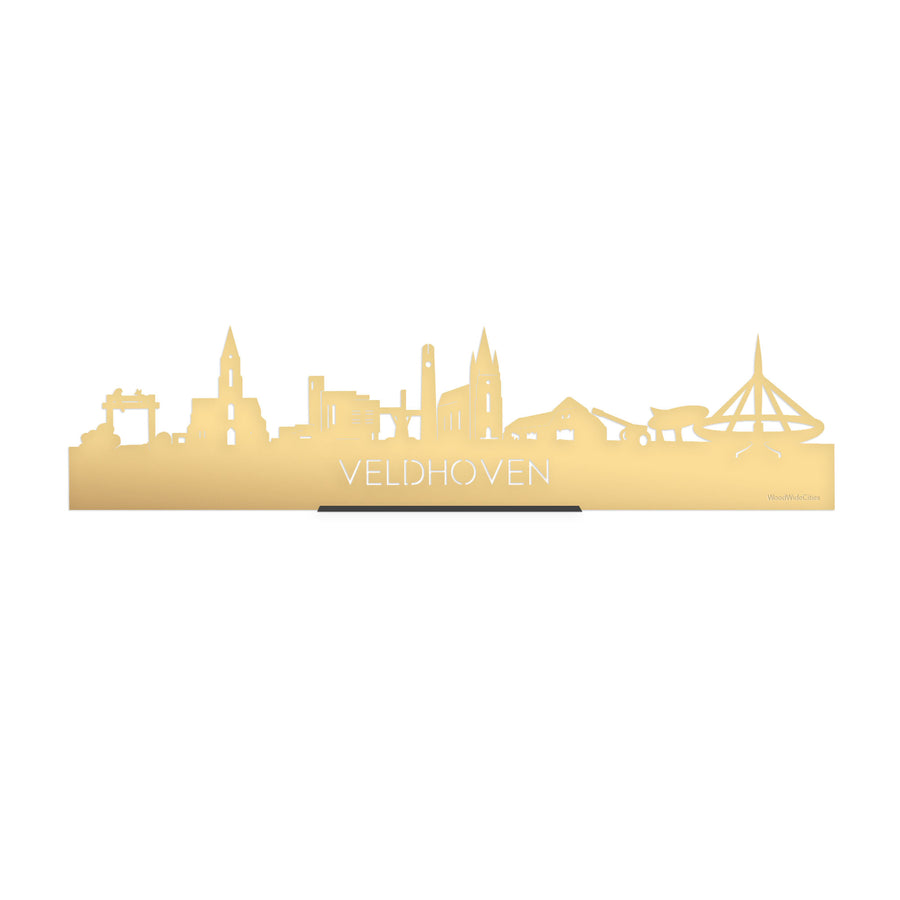 Standing Skyline Veldhoven Metallic Goud gerecycled kunststof cadeau decoratie relatiegeschenk van WoodWideCities