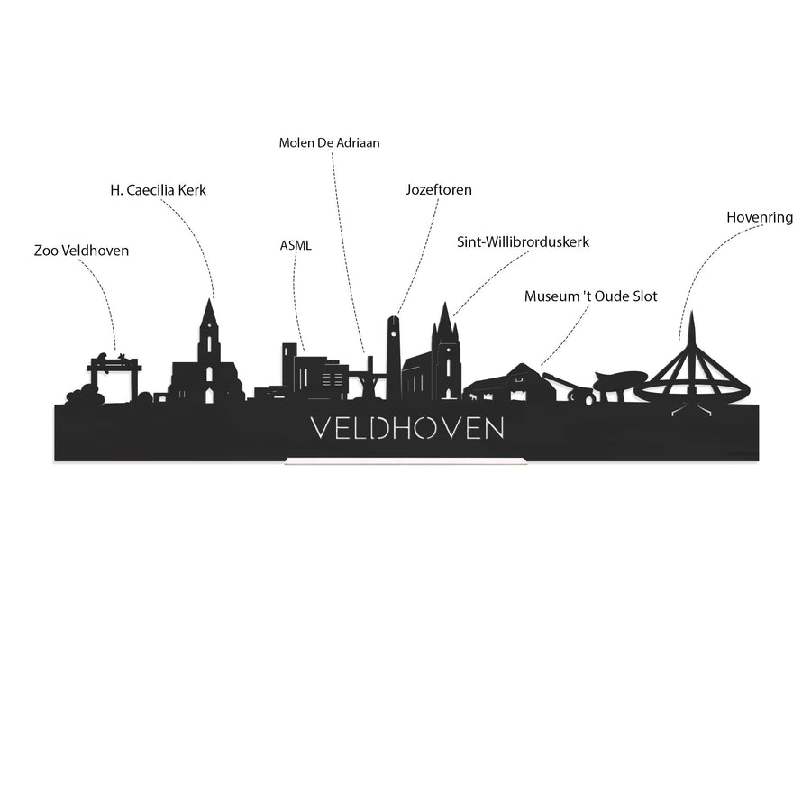 Standing Skyline Veldhoven Palissander houten cadeau decoratie relatiegeschenk van WoodWideCities