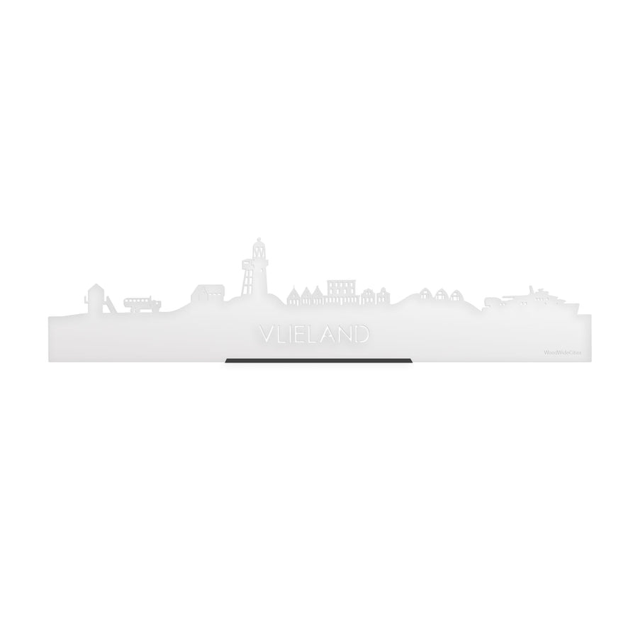 Standing Skyline Vlieland Wit Glanzend 40 cm houten cadeau decoratie relatiegeschenk van WoodWideCities