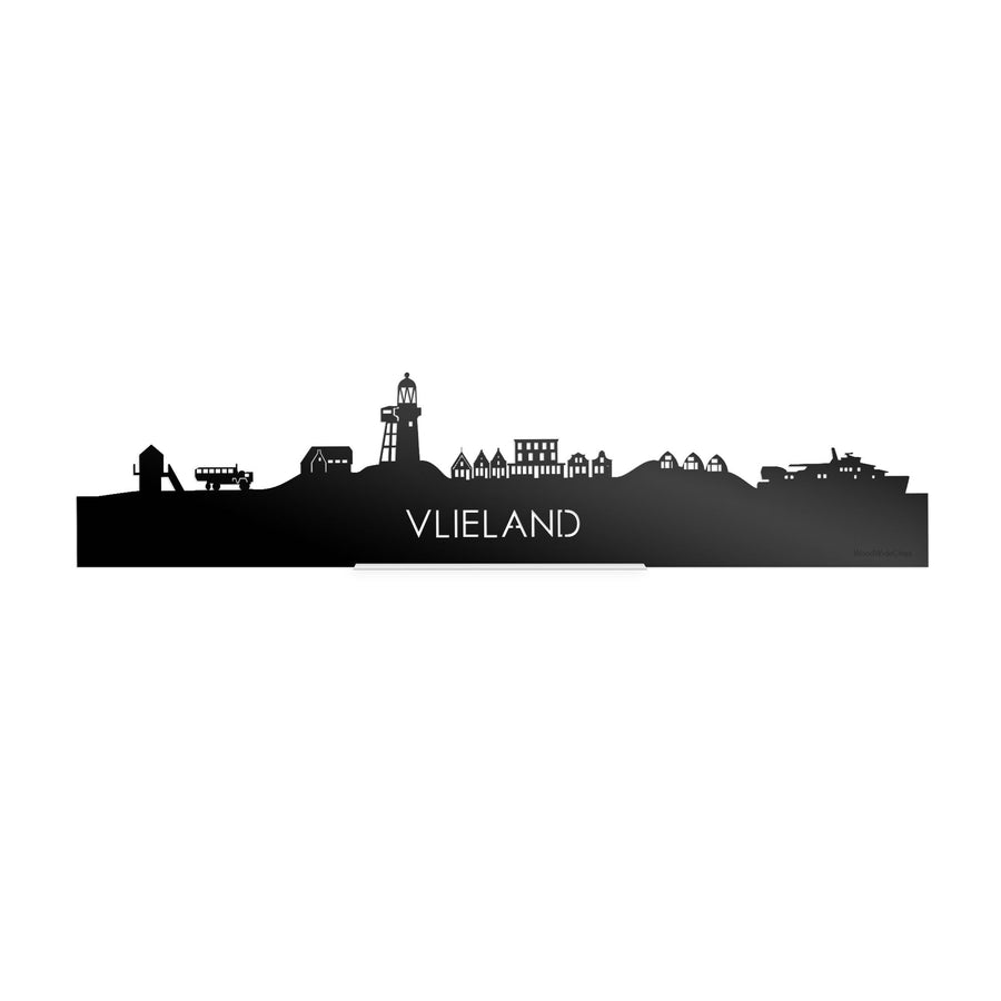 Standing Skyline Vlieland Zwart Glanzend 40 cm houten cadeau decoratie relatiegeschenk van WoodWideCities