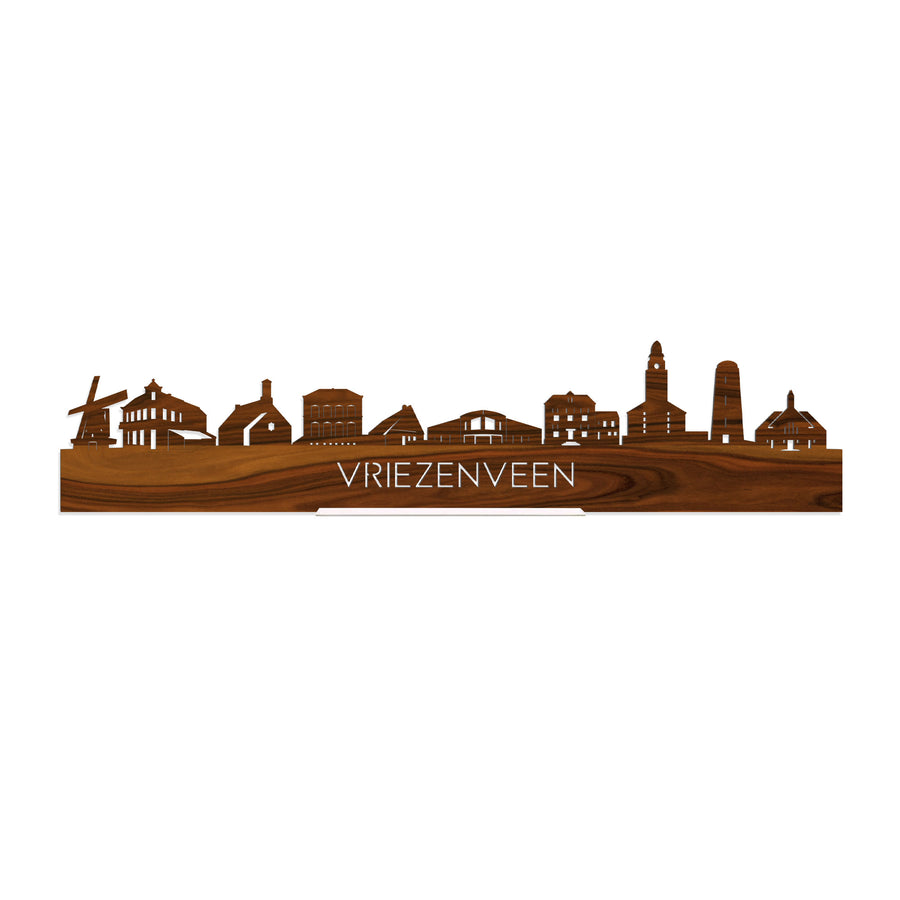 Standing Skyline Vriezenveen Palissander houten cadeau decoratie relatiegeschenk van WoodWideCities