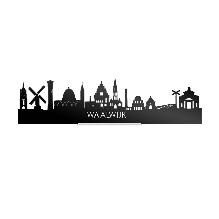 Standing Skyline Waalwijk Zwart Glanzend 40 cm houten cadeau decoratie relatiegeschenk van WoodWideCities
