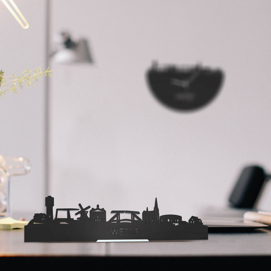 Standing Skyline Weesp Zwart houten cadeau decoratie relatiegeschenk van WoodWideCities