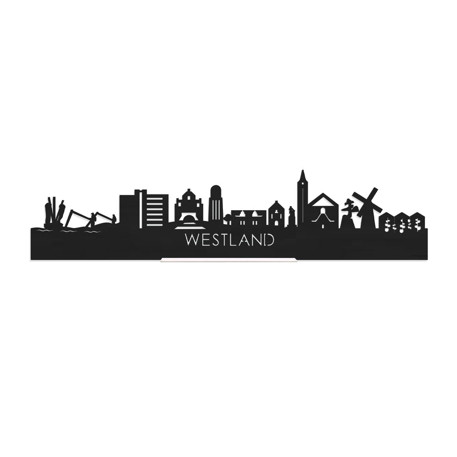 Standing Skyline Westland Zwart houten cadeau decoratie relatiegeschenk van WoodWideCities