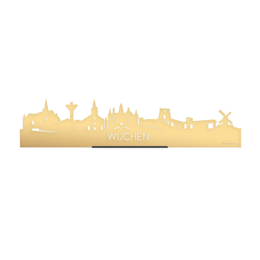 Standing Skyline Wijchen Metallic Goud gerecycled kunststof cadeau decoratie relatiegeschenk van WoodWideCities