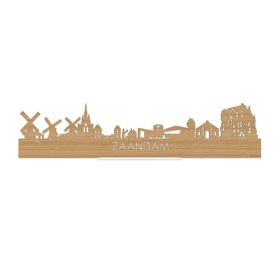 Standing Skyline Zaandam Bamboe houten cadeau decoratie relatiegeschenk van WoodWideCities