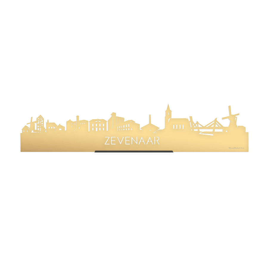 Standing Skyline Zevenaar Metallic Goud gerecycled kunststof cadeau decoratie relatiegeschenk van WoodWideCities