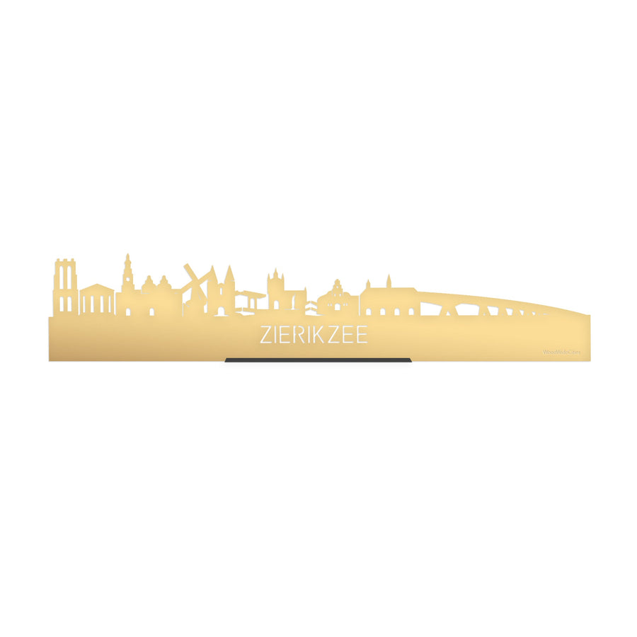 Standing Skyline Zierikzee Metallic Goud gerecycled kunststof cadeau decoratie relatiegeschenk van WoodWideCities