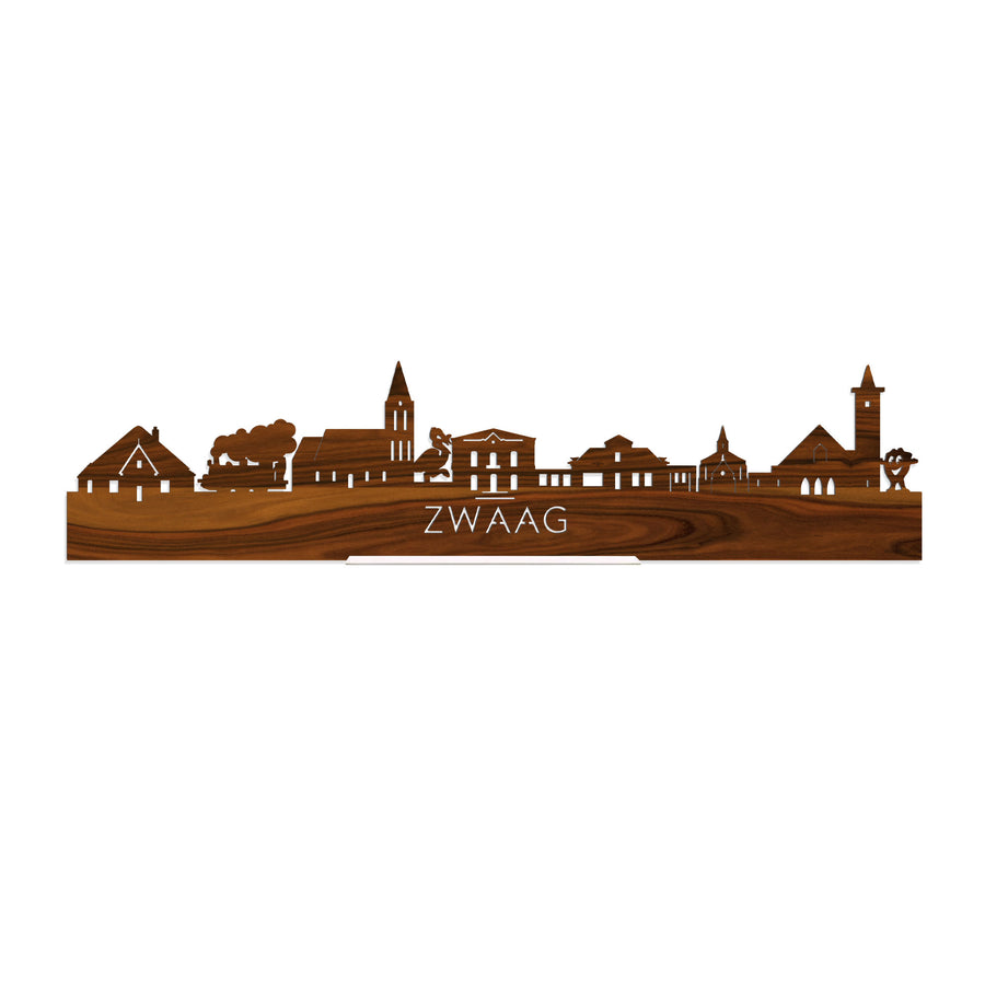 Standing Skyline Zwaag Palissander houten cadeau decoratie relatiegeschenk van WoodWideCities