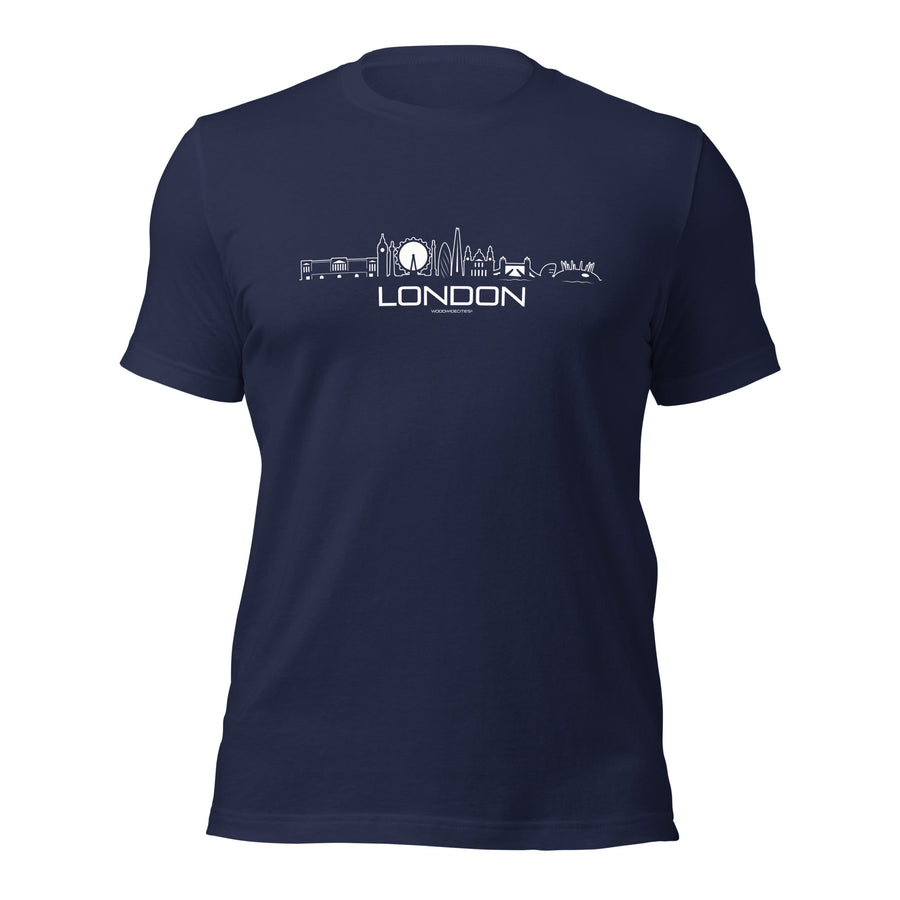 T-Shirt London Navy S houten cadeau decoratie relatiegeschenk van WoodWideCities