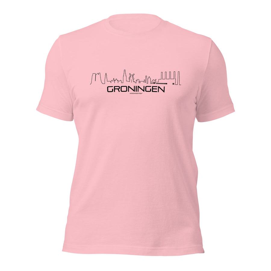 T-Shirt Oud Groningen Pink S houten cadeau decoratie relatiegeschenk van WoodWideCities