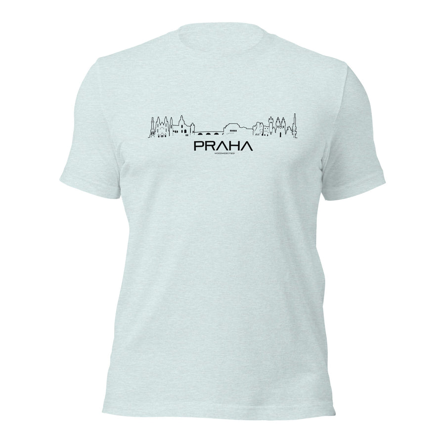 T-Shirt Praha Light Blue S houten cadeau decoratie relatiegeschenk van WoodWideCities