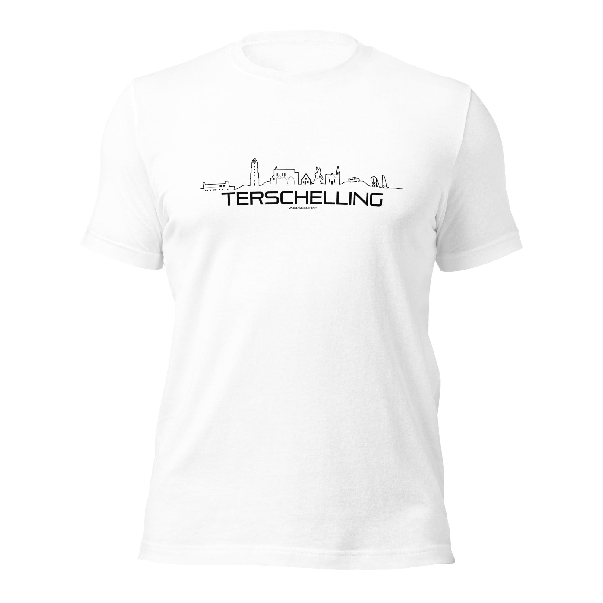 T-Shirt Terschelling White S houten cadeau decoratie relatiegeschenk van WoodWideCities