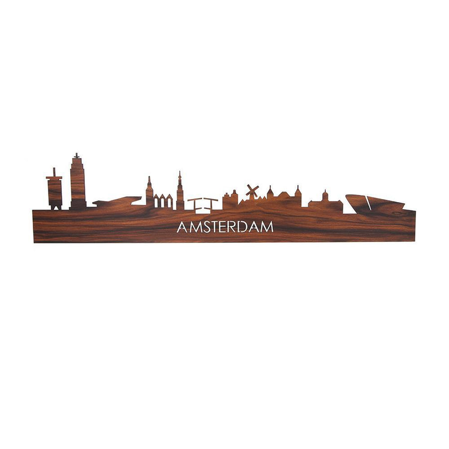 Skyline Amsterdam Palissander houten cadeau decoratie relatiegeschenk van WoodWideCities
