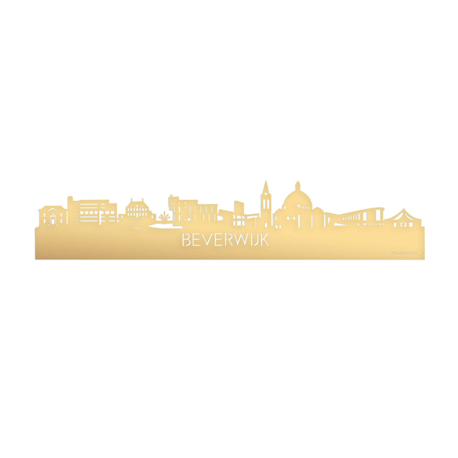 Skyline Beverwijk Metallic Goud gerecycled kunststof cadeau decoratie relatiegeschenk van WoodWideCities