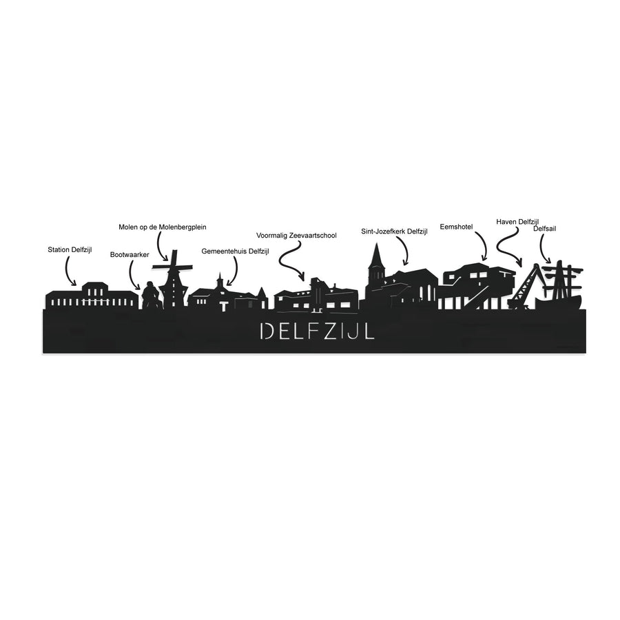 Skyline Delfzijl Metallic Goud gerecycled kunststof cadeau decoratie relatiegeschenk van WoodWideCities