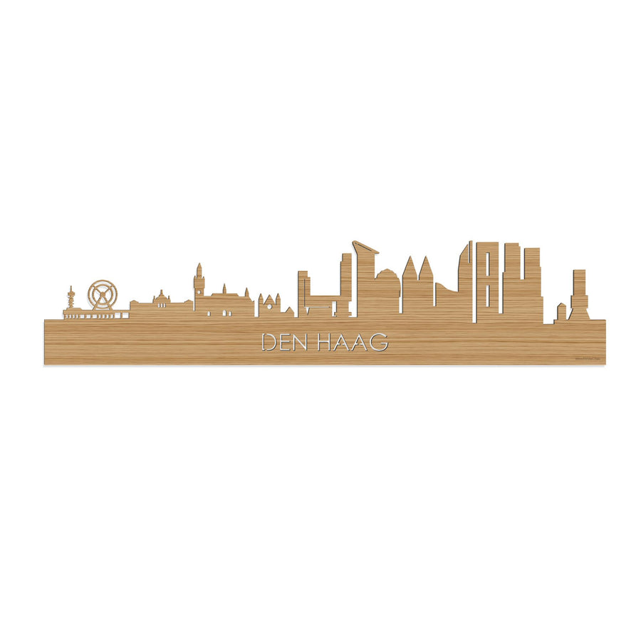 Skyline Den Haag Bamboe 80 cm Zonder verlichting houten cadeau decoratie relatiegeschenk van WoodWideCities