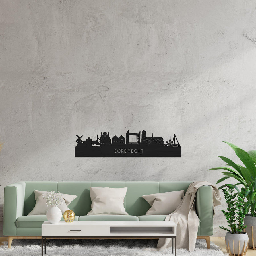 Skyline Dordrecht Black houten cadeau decoratie relatiegeschenk van WoodWideCities