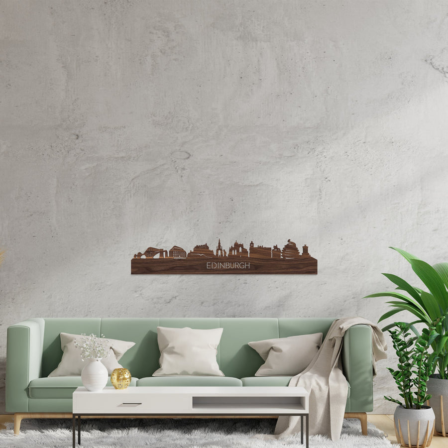 Skyline Edinburgh Noten houten cadeau decoratie relatiegeschenk van WoodWideCities