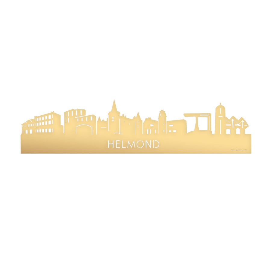 Skyline Helmond Metallic Goud gerecycled kunststof cadeau decoratie relatiegeschenk van WoodWideCities