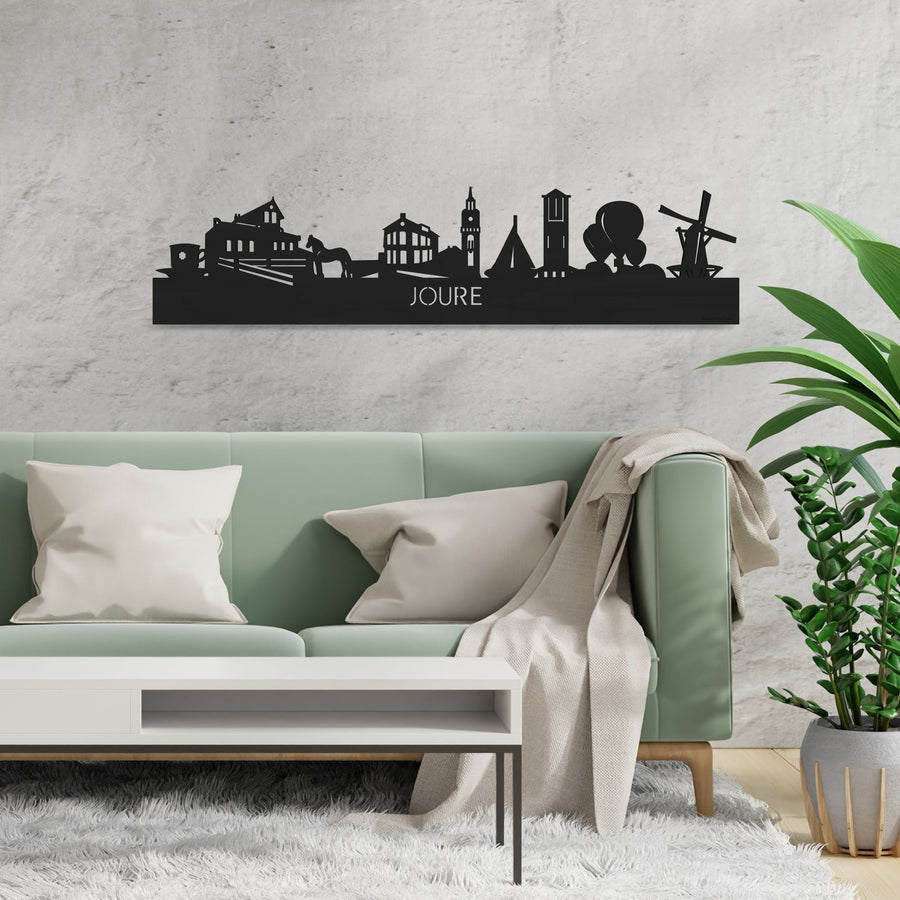 Skyline Joure Zwart houten cadeau decoratie relatiegeschenk van WoodWideCities
