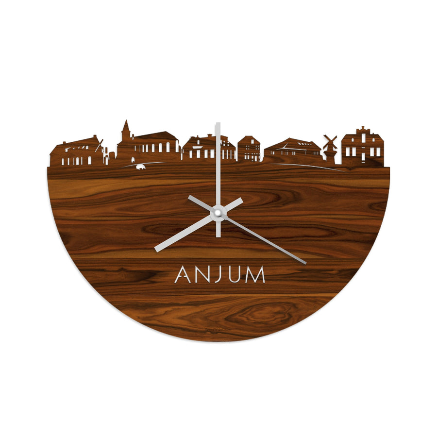 Skyline Klok Anjum Palissander houten cadeau wanddecoratie relatiegeschenk van WoodWideCities