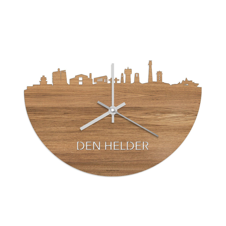 Skyline Klok Den Helder Eiken Eiken houten cadeau wanddecoratie relatiegeschenk van WoodWideCities
