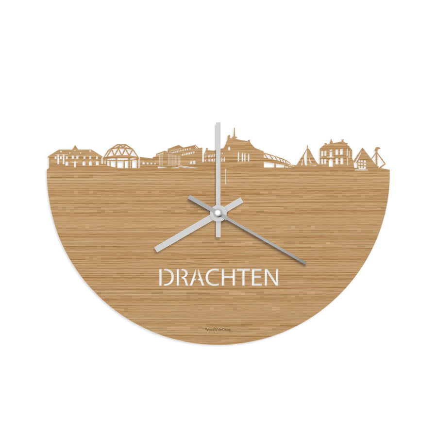 Skyline Klok Drachten Bamboe houten cadeau wanddecoratie relatiegeschenk van WoodWideCities