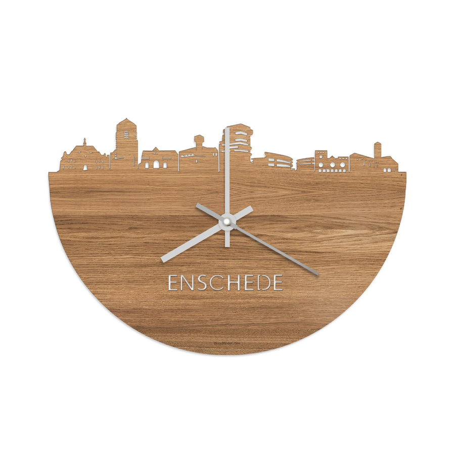 Skyline Klok Enschede Eiken Eiken houten cadeau wanddecoratie relatiegeschenk van WoodWideCities
