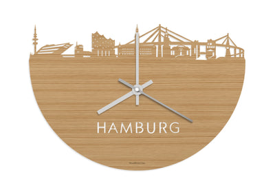 Skyline Clock Hamburg Bamboo
