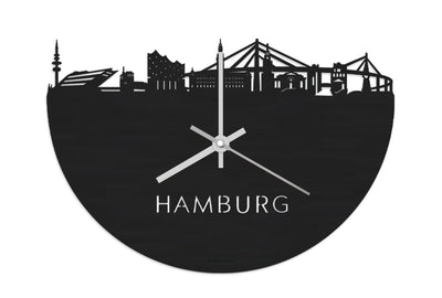 Skyline Clock Hamburg Black