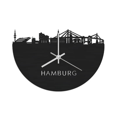 Skyline Clock Hamburg Black