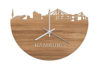 Skyline Clock Hamburg Oak