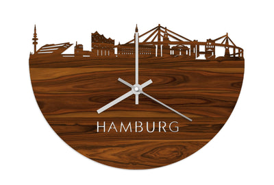Skyline Clock Hamburg Rosewood