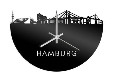 Skyline Clock Hamburg Black Glossy