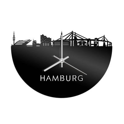 Skyline Clock Hamburg Black Glossy