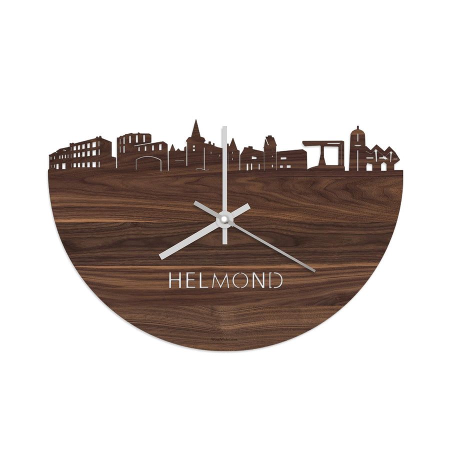 Skyline Klok Helmond Noten Noten houten cadeau wanddecoratie relatiegeschenk van WoodWideCities