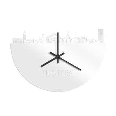 Skyline Klok Houten Wit Glanzend