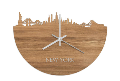 Skyline Clock New York Oak
