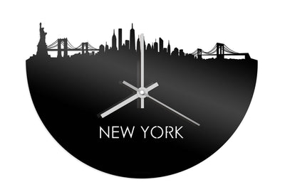 Skyline Clock New York Black Glossy