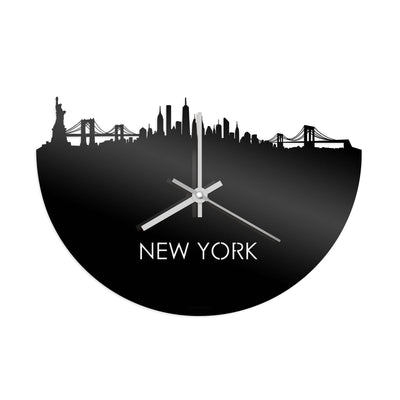 Skyline Clock New York Black Glossy