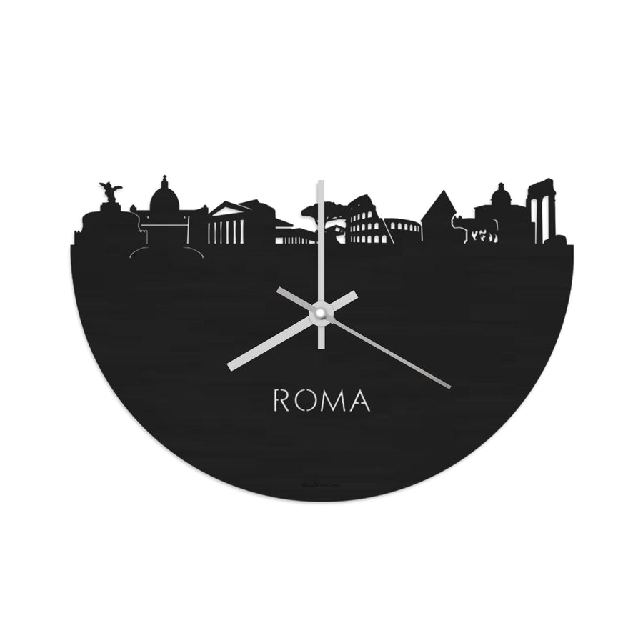 Skyline Klok Rome Black Zwart houten cadeau wanddecoratie relatiegeschenk van WoodWideCities
