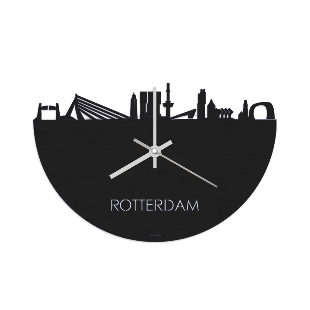 Skyline Klok Rotterdam Black houten cadeau wanddecoratie relatiegeschenk van WoodWideCities