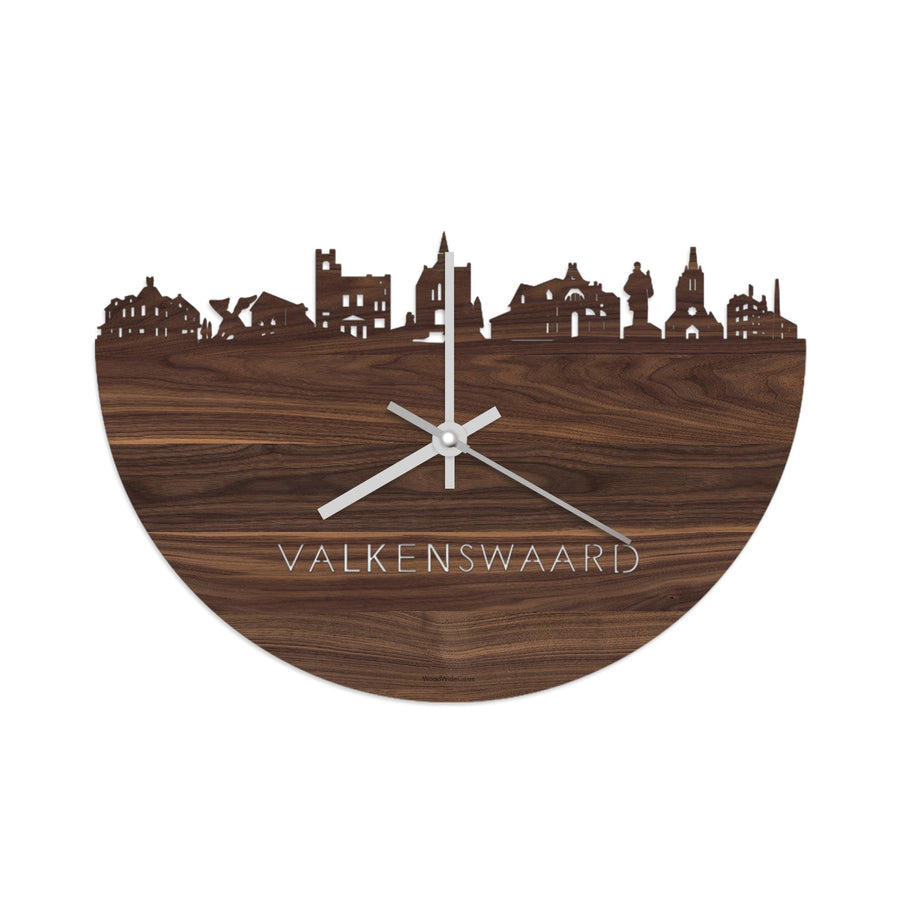 Skyline Klok Valkenswaard Noten Noten houten cadeau wanddecoratie relatiegeschenk van WoodWideCities