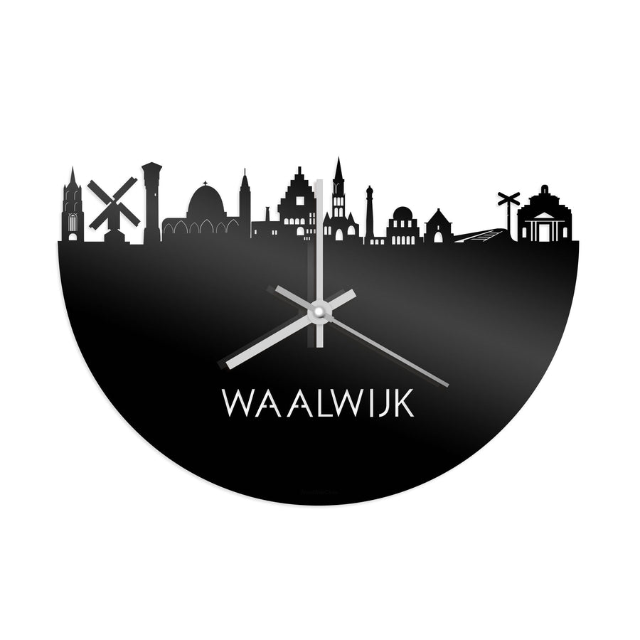 Skyline Klok Waalwijk Zwart glanzend gerecycled kunststof cadeau wanddecoratie relatiegeschenk van WoodWideCities