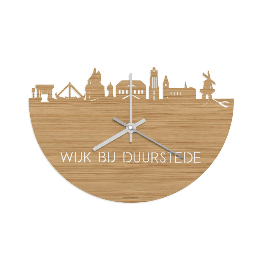 Skyline Klok Wijk bij Duurstede Bamboe houten cadeau wanddecoratie relatiegeschenk van WoodWideCities