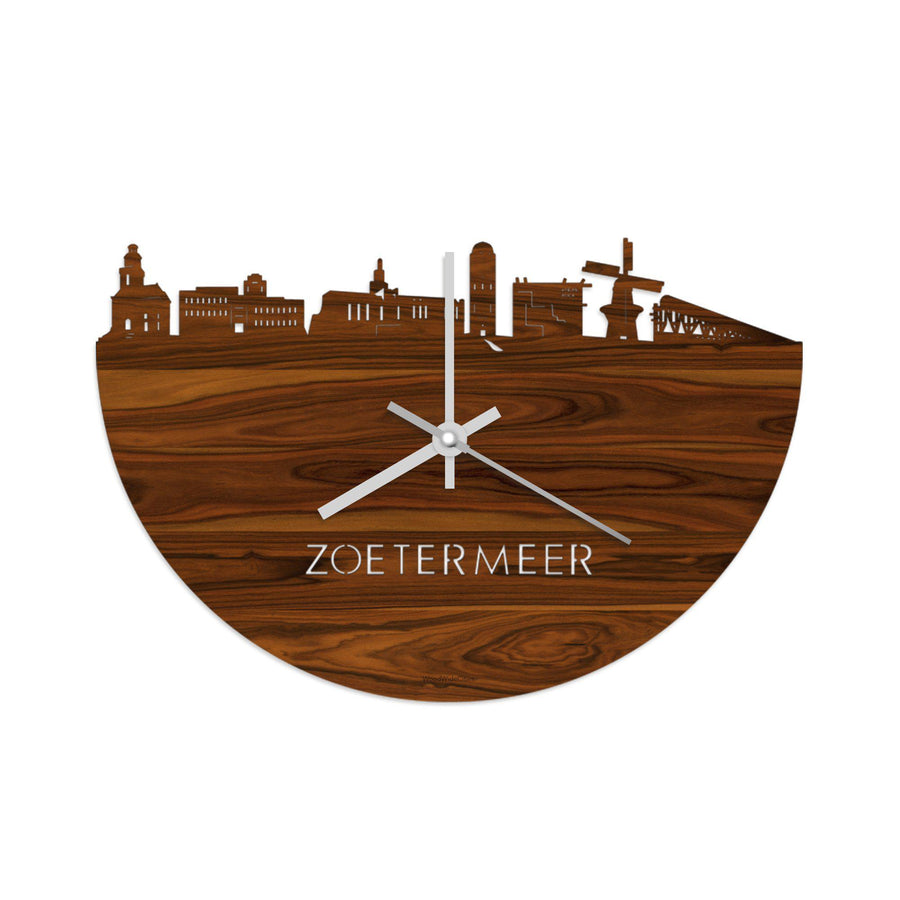 Skyline Klok Zoetermeer Palissander Palissander houten cadeau wanddecoratie relatiegeschenk van WoodWideCities
